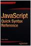 JavaScript Quick Syntax Reference