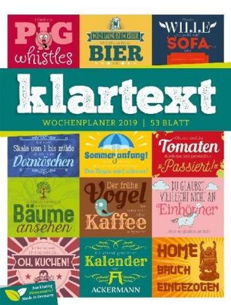 Klartext Sprüche - Wochenplaner 2019