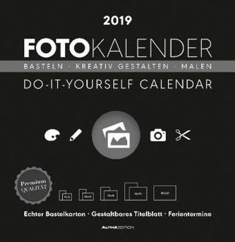 Foto-Bastelkalender groß 32 x 33 datiert - schwarz 2019