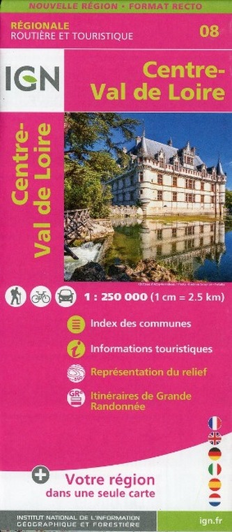 IGN Karte, Régionale Routière et Touristique Centre Val de Loire