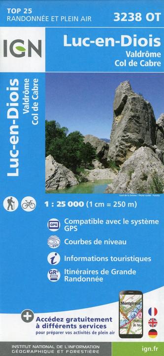 IGN Karte, Carte de randonnée (et plein air) Luc-en-Diois - Valdrôme - Col de Cabre