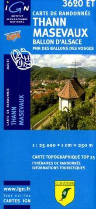IGN Karte, Carte de randonnée (et plein air) Thann,  Masevaux