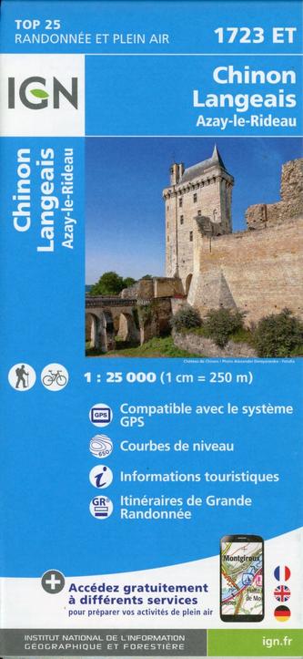 IGN Karte, Carte de randonnée (et plein air) Chinon Langeais