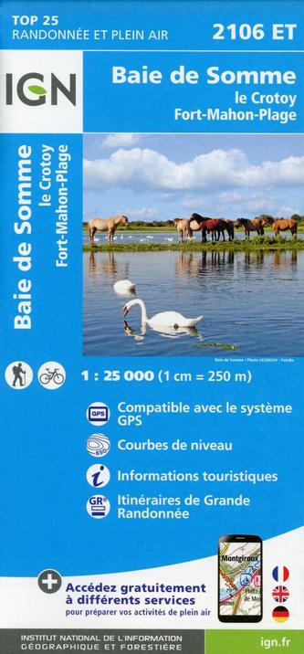 IGN Karte, Carte de randonnée (et plein air) Le Crotoy - Fort-Mahon-Plage - Baie de Somme - Forêt de Crécy