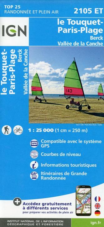 IGN Karte, Carte de randonnée (et plein air) Le Touquet-Paris-Plage - Berck - Vallée de la Canche