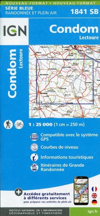 IGN Karte, Serie Bleue Condom. Lectoure