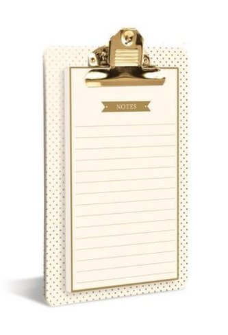 Clipboard: Cream & Gold - Klemmbrett mit stilvollem Notizblock: Beige & Gold