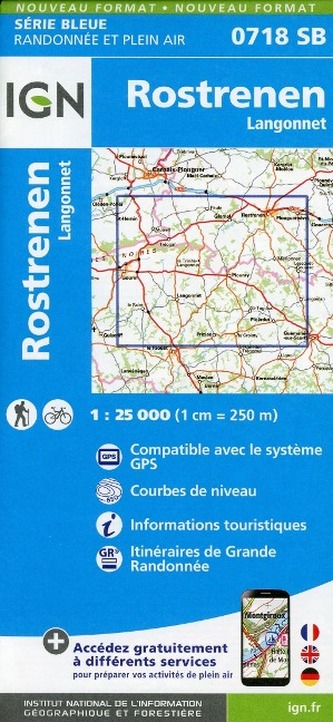 IGN Karte, Serie Bleue Rostrenen Langonnet