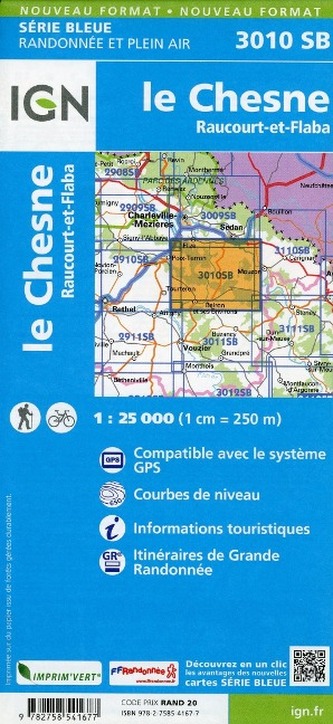 IGN Karte, Serie Bleue Le Chesne Raucourt-et-Flaba