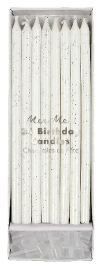 Silber glitzernde Geburtstagskerzen