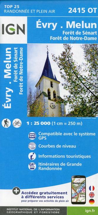 IGN Karte, Carte de randonnée (et plein air) Evry.Melun.Forêts de Notre Dame de Sénart et de Rougeau