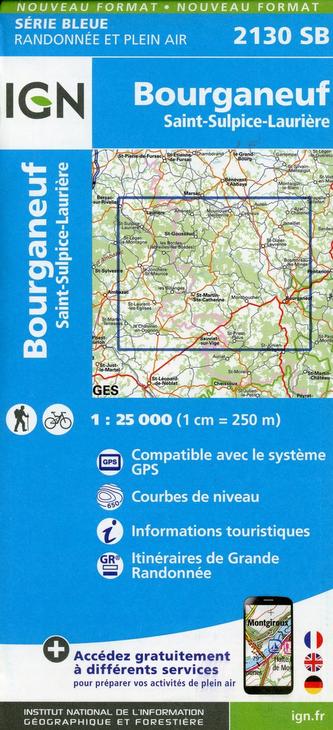 IGN Karte, Serie Bleue Bourganeuf.St-Sulpice-Laurière