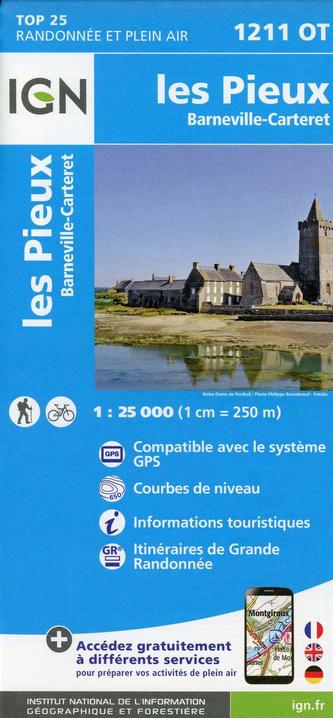 IGN Karte, Carte de randonnée (et plein air) Les Pieux - Barneville-Carteret