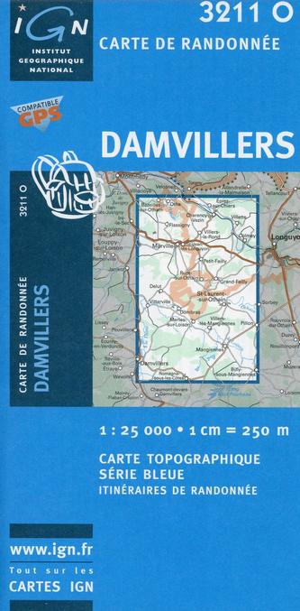 IGN Karte, Carte de randonnée (et plein air) Damilliers