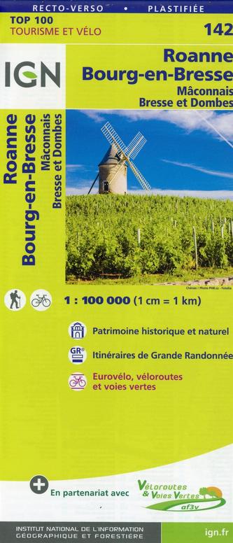 IGN Karte, Tourisme et vélo Roanne Mâcon Bourg-en-Bresse