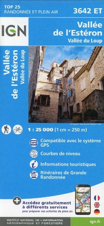 IGN Karte, Carte de randonnée (et plein air) Vallèe de l'Estéron Vallée du Loup