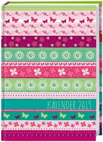 Streifen Floral Schülerkalender A6 2019