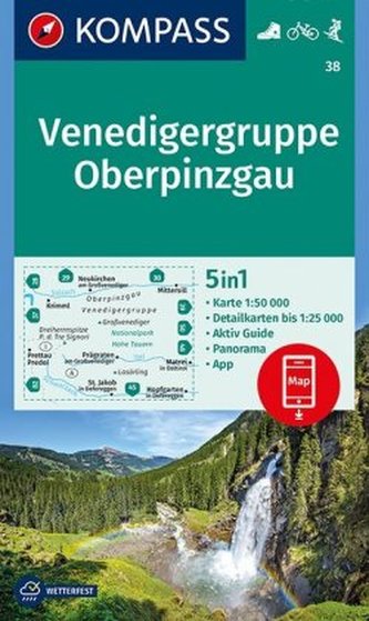Venedigergruppe, Oberpinzgau 1:50 000 / turistická mapa KOMPASS 38