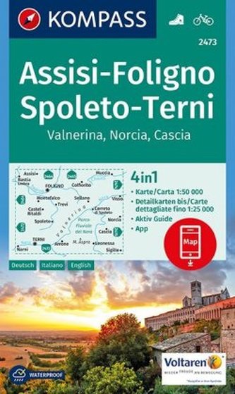 Kompass Karte Assisi, Foligno, Spoleto, Terni, Valnerina, Norcia, Cascia