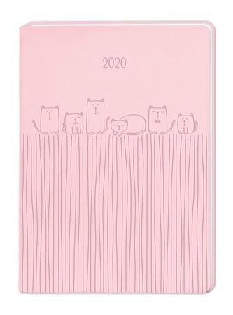 Terminplaner Lederlook A6 Rosa 2020