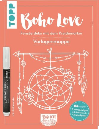 Boho Love. Fensterdeko mit dem Kreidemarker. Vorlagenmappe
