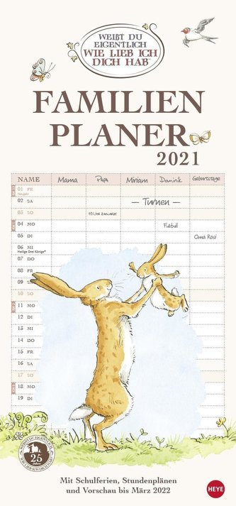 Weißt du eigentlich wie lieb ich dich hab? Familienplaner - Kalender 2021