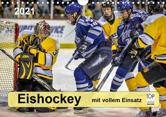 Mit vollem Einsatz - Eishockey (Wandkalender 2021 DIN A4 quer)