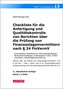 Checkliste 13 für die Anfertigung und Qualitätskontrolle von Berichten über die Prüfung von Finanzanlagenvermittlern nach 24 Fin