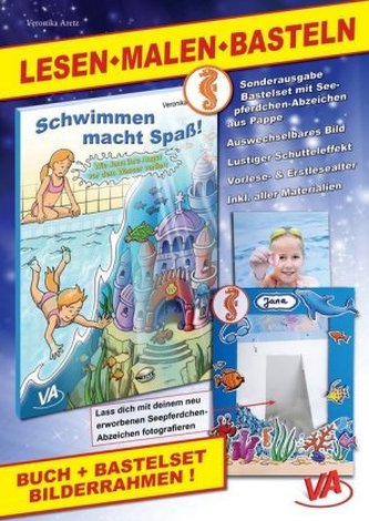 Lesen-Malen-Basteln: Buch Wie Jana ihre Angst vor dem Wasser verliert & Bastelset Bilderrahmen Seepferdchen, m. 1 Buch, m. 3