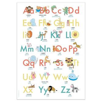 ABC Poster 70,7x100 cm.  Alphabet spielerisch mit Tieren lernen | Das ABC-Lernposter mit Groß- und Kleinbuchstaben |