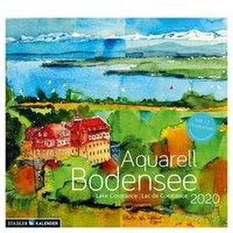 Bodensee Aquarell 2020. Postkarten-Tischkalender