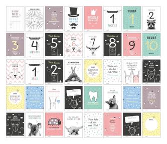 40 Baby Meilenstein-Karten für das 1. Lebensjahr für Mädchen und Junge. Baby Milestone Cards deutsch, zur Erinnerung der Entwick