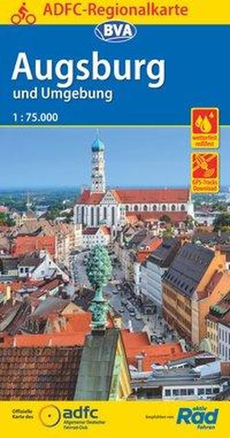 ADFC-Regionalkarte Augsburg und Umgebung mit Tagestouren-Vorschlägen, 1:75.000, reiß- und wetterfest, GPS-Tracks Download