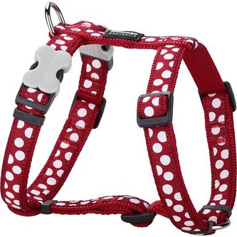 Postroj RD 25 mm x 56-80 cm - White Spots on Red