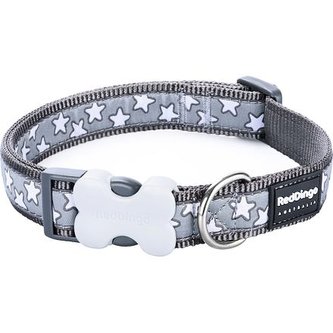 Obojek RD 15 mm x 24-37 cm - Stars White on Grey
