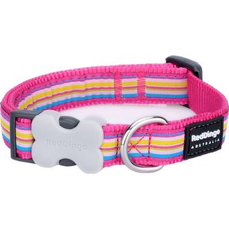 Obojek RD 12 mm x 20-32 cm - Horizontal Stripes Hot Pink
