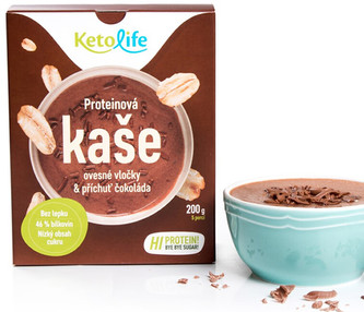 KetoLife Proteinová kaše - Ovesné vločky a příchuť čokoláda 5 x 40 g