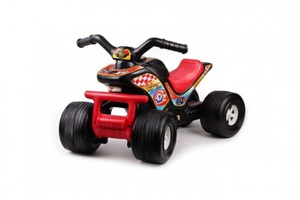 Odrážedlo čtyřkolka černo-červená plast v sáčku 42x44x64cm  12m+