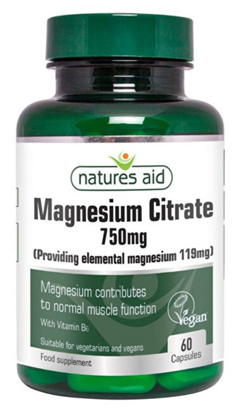 Natures Aid Citrát hořečnatý 750 mg 60 tobolek