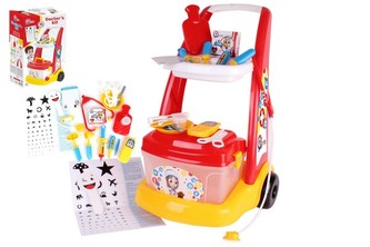 Sada doktor/lékař plast s vozíkem s doplňky v krabici 38x62x20 cm