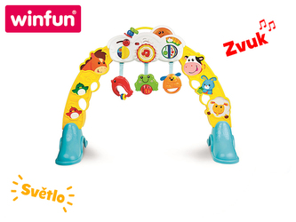 Hrací panel/hrazdička 3v1 s oddělitelnými zvířátky na baterie se světlem,zvukem 0m+ v krabičce