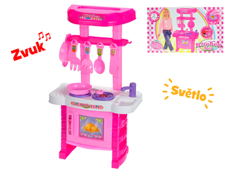 Kuchyňka 53x30x16,5cm na baterie se světlem a zvukem s doplňky v krabičce