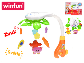 Kolotoč nad postýlku 45cm se zvířátky na baterie se světlem, zvukem a projektorem 0m+ v krabičce