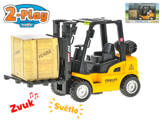 Vysokozdvižný vozík 14cm kov 2-Play zpětný chod na baterie se světlem a zvukem v krabičce Vysokozdvižný vozík 14cm kov 2-Play zpětný chod na baterie se světlem a zvukem v krabičce