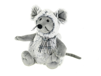 Myš plyšová 18cm sedící se šálou 0m+ v sáčku