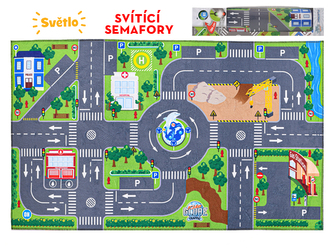 Kids Globe Traffic koberec dopravní 120x72cm na baterie se světlem v krabičce