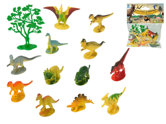 Dinosauři 6-8cm 12druhů + stromek 13ks v sáčku