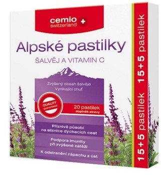 Cemio Cemio Alpské pastilky ŠALVĚJ A VITAMIN C pst.15+5