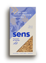 SENS SENS Protein bezlepkové krekry s cvrččí moukou - Černé olivy 50 g