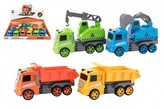 Auto stavební kov/plast na setrvačník 12cm 4 druhy 12ks v boxu
